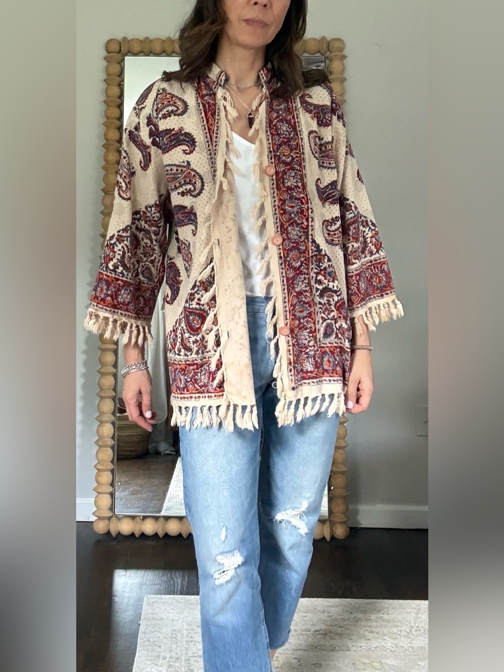 Vintage Handmade Boho Fringed Paisley Jacket